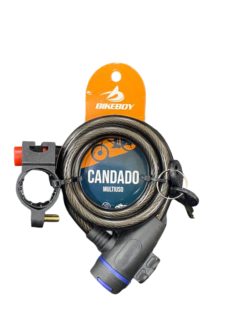 Candado con Llave Bikeboy – Cable de Acero Recubierto con Cubrecerradura y Soporte para Bicicleta