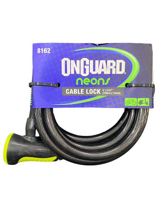 Candado con Llave Onguard Neon – Cable de Acero Recubierto 180 cm para Bicicleta