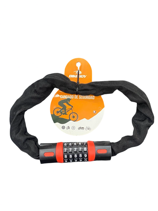 Candado con Clave de Cadena Recubierta Bikeboy para Bicicleta