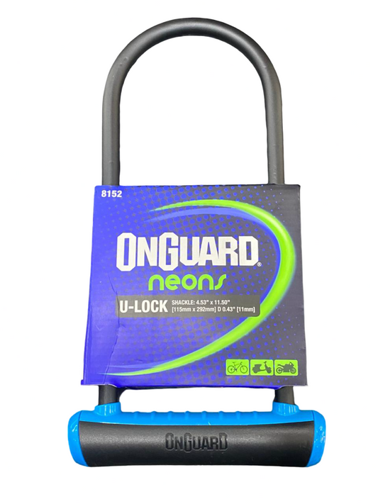 Candado U-Lock Onguard Neon Celeste 115 mm x 292 mm – Candado de Alta Seguridad para Bicicletas