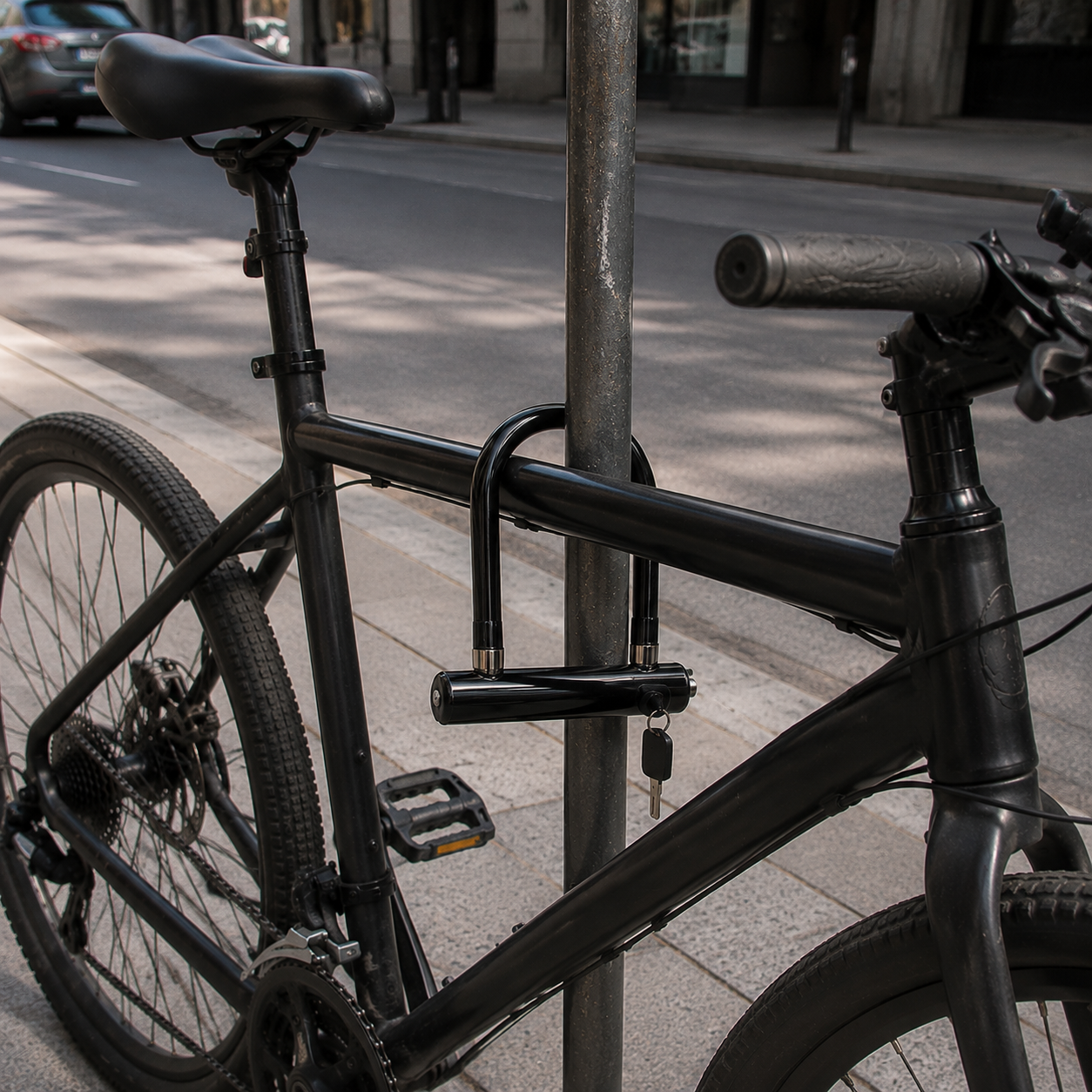 Candado U-Lock Negro con Llaves de Seguridad para Bicicleta