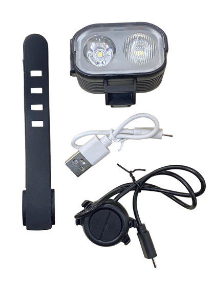 Foco Delantero Recargable para Bicicleta con Bocina | Luz LED 300 Lúmenes