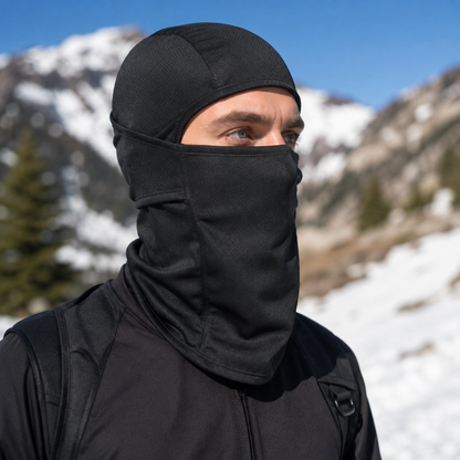 Pasamontaña Balaclava Negra de Tela Respirable con Protección Térmica y Deportiva