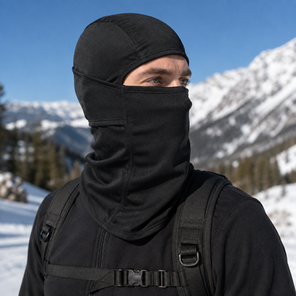 Pasamontaña Balaclava Negra de Tela Respirable con Protección Térmica y Deportiva