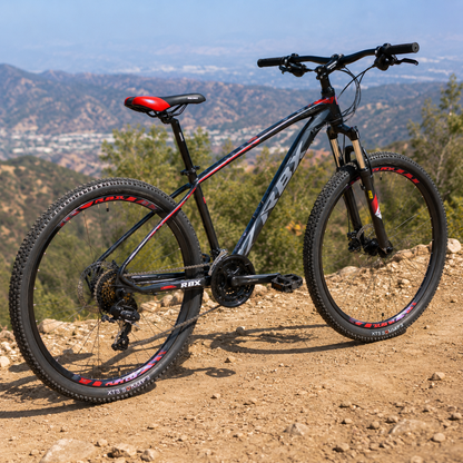 Bicicleta RBX Warlock 29" Talla "S" 24V con Frenos Hidráulicos y Detalles Rojos