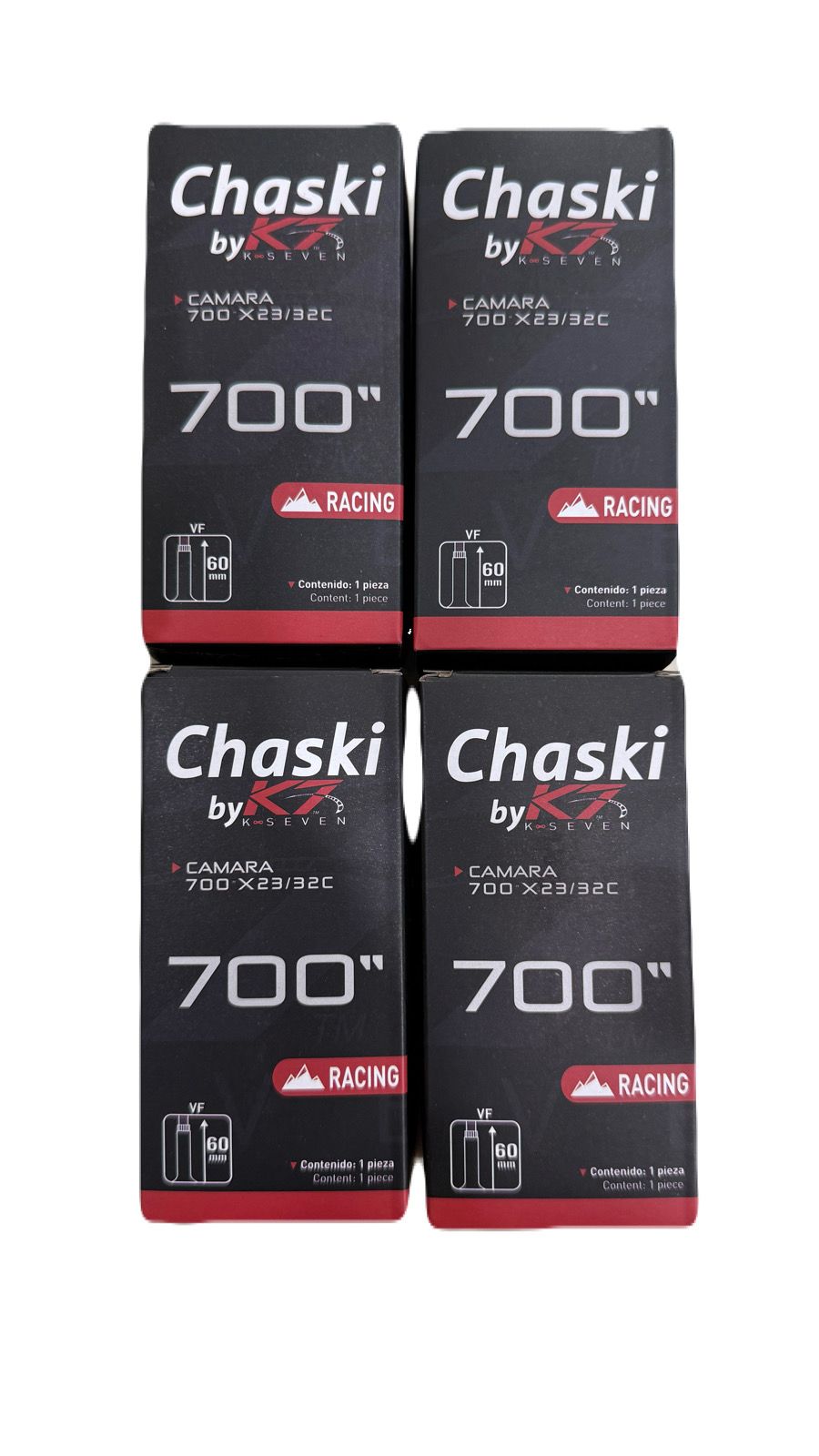 Pack x4 Cámaras Chaski Aro 700x23/32C Válvula Francesa 60mm – K SEVEN