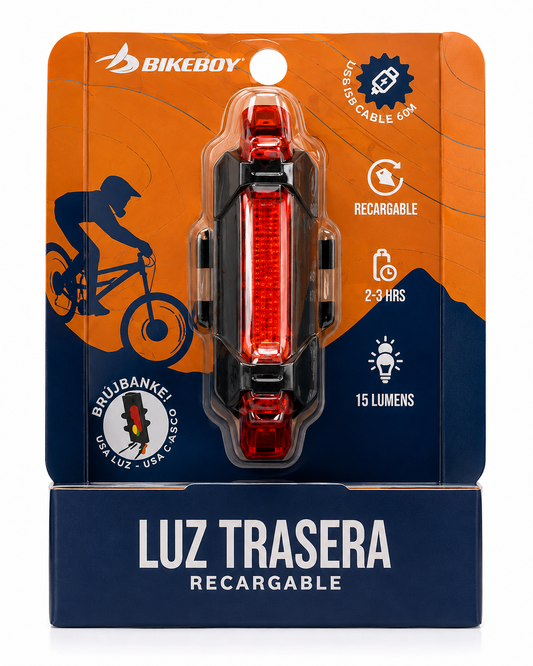 Luz trasera Recargable para Bicicleta | 5 Modos de Iluminación LED