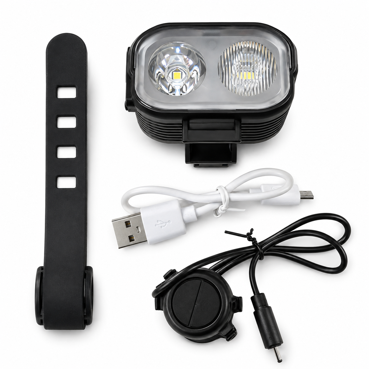 Foco Delantero Recargable para Bicicleta con Bocina | Luz LED 300 Lúmenes
