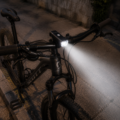 Luz Foco Delantero Recargable para Bicicleta de Aluminio
