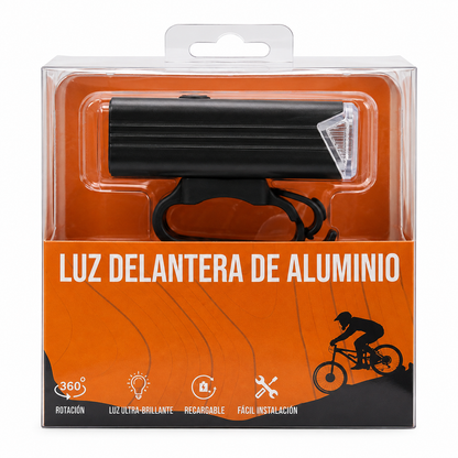 Luz Foco Delantero Recargable para Bicicleta de Aluminio